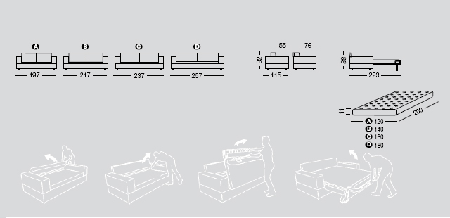 sofa and sofa bed messurments