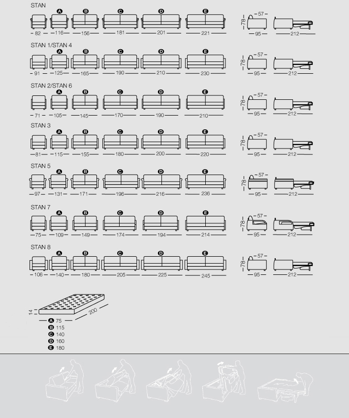 sofa and sofa bed messurments
